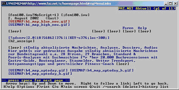  Frankfurter Allgemeine Zeitung dans le navigateur Lynx 