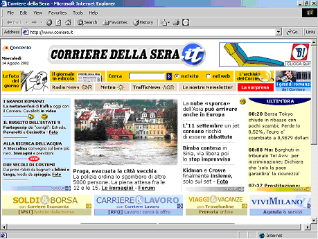 Page principale du site Web du Corriere della sera
